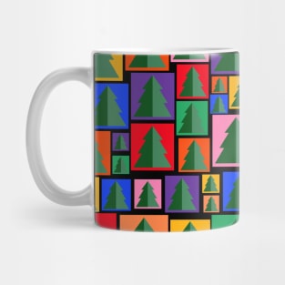 Geometric Christmas Tree Pattern in Rainbow colours Mug
